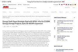 Energy Vault has entered into a strategic cooperation agreement with SPML